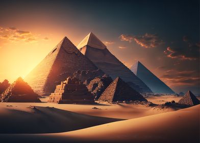 Pyramids at sunset Giza