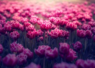 Pink tulips in garden