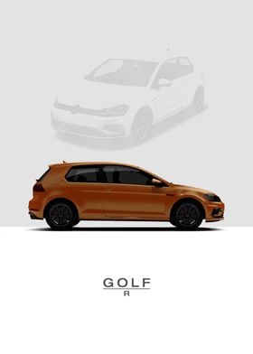 VW Golf R 3D 2017  Orange