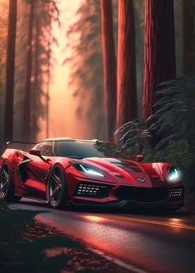 Corvette C7 in a Forest