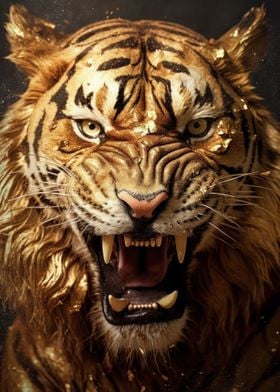 powerful gold tiger