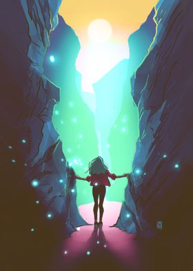 Girl in colorful canyon