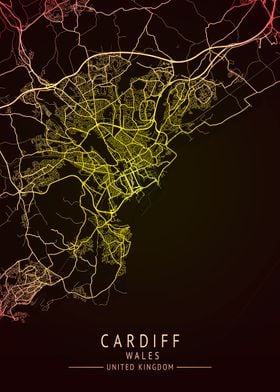 Cardiff Wales UK City Map