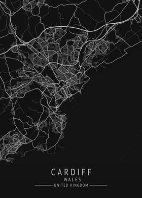 Cardiff Wales UK City Map