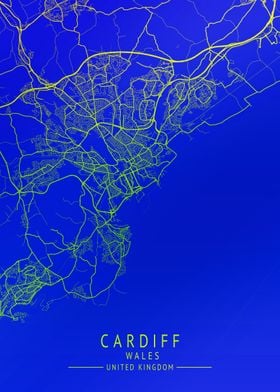 Cardiff Wales UK City Map