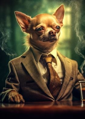 chihuahua dog in suit 