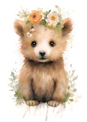 Watercolor Baby Bear Art