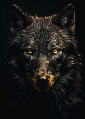 black wolf in gold