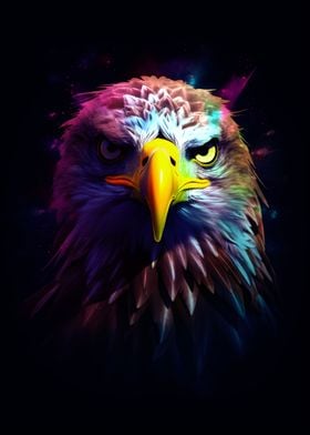 Colorful eagle dark BG