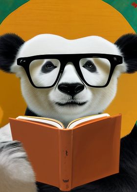 Panda reading a book