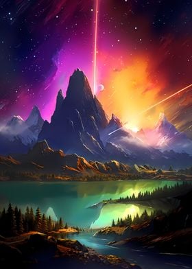 Cosmic Mountain Lake