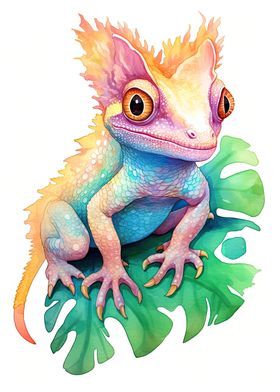 Watercolor Gecko Painting