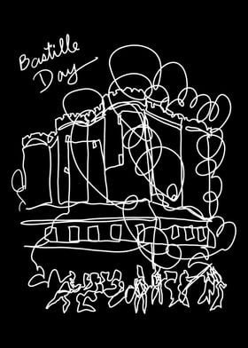 Bastille Day One Line Art