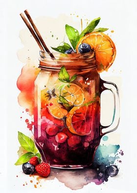 Wine and fruit  drink