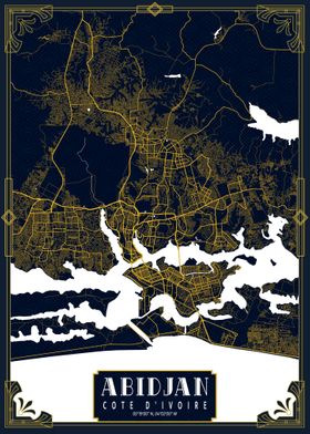 Abidjan City Map Gold