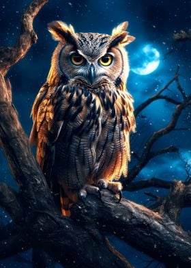 owl in the woods at night