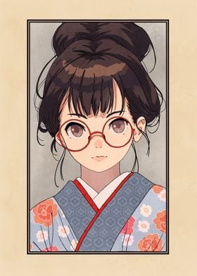 Cute anime girl glasses