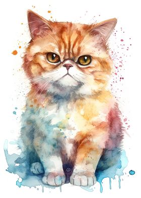 Watercolor Cat Painting