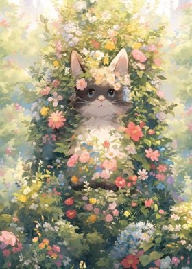 Blossoming Cat Companion