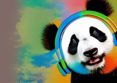 Panda with Headphones