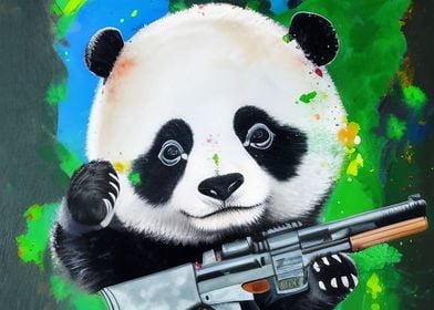Cute Panda with a gun