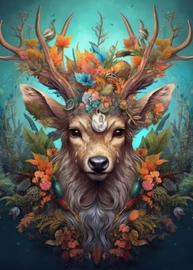 Deer With Flowers