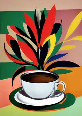 Floral Coffee MCM Poster