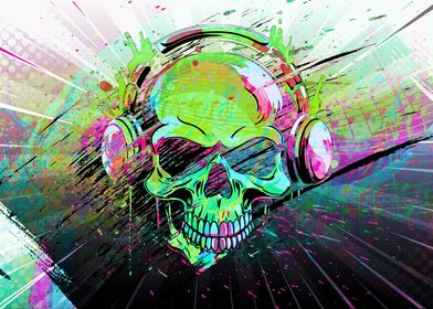 Skull Headphones Abstract
