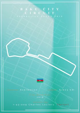 Baku Circuit F1 Track Map 