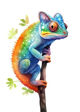 Watercolor Chameleon Art