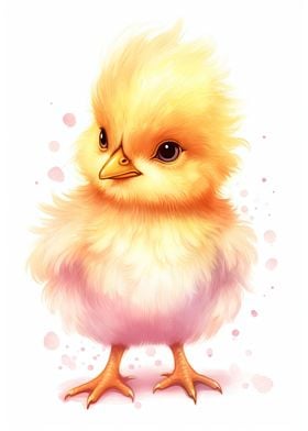 Watercolor Baby Chicken