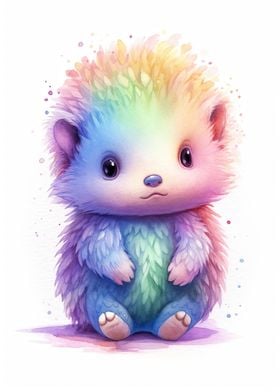 Watercolor Baby Echidna