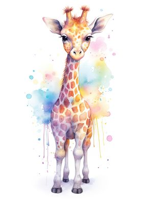 Watercolor Baby Giraffe