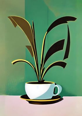 Plant Coffee Painting