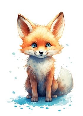 Watercolor Baby Fox Art