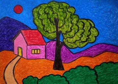  Crayon Landscape 6