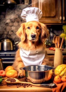 Dog cooking kitchen