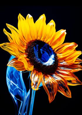 Sunflower close up glass