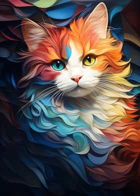 Cat Impressionist Abstract