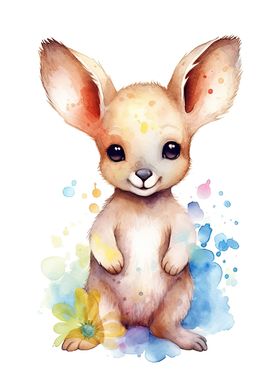 Watercolor Baby Kangaroo