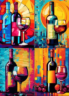 Wine Bottles Pop Art