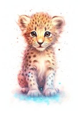 Watercolor Baby Leopard