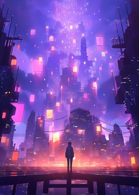 Cyberpunk Anime City 