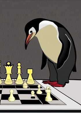 Penguin playing Chess
