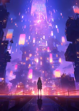 Cyberpunk Anime City 