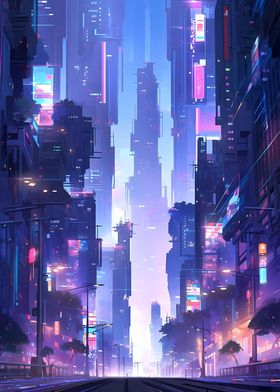 Cyberpunk Anime City 