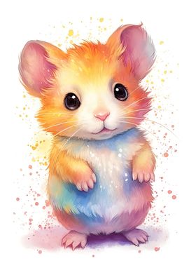 Watercolor Baby Hamster