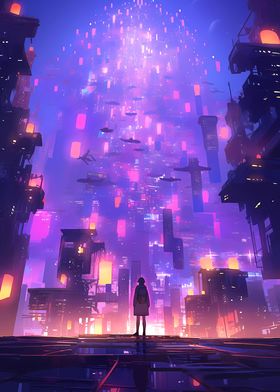 Cyberpunk Anime City 