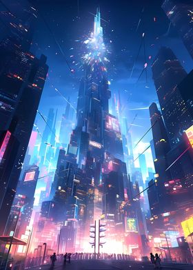 Cyberpunk Anime City 