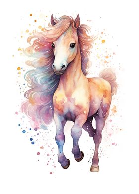 Watercolor Baby Horse Pony